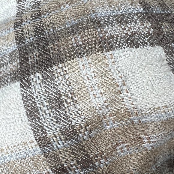 Vintage Parisian Plaid Oversized Preppy Linen Blazer Long Jacket Pea Coat Preppy - Picture 6 of 7